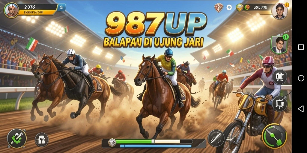 Screenshot gameplay <strong>987UP</strong> menampilkan aksi balapan yang mendebarkan.