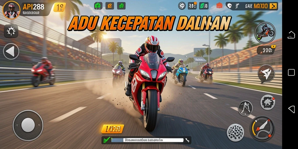 Tampilan gameplay API288 dengan balapan motor yang cepat dan mendebarkan.