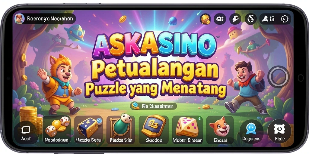 Tampilan gameplay ASKSINO yang penuh warna dan menantang.