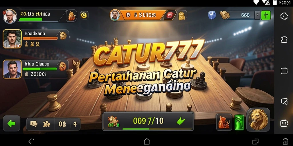 Screenshot gameplay menunjukkan karakter catur yang bertahan dari serangan musuh.