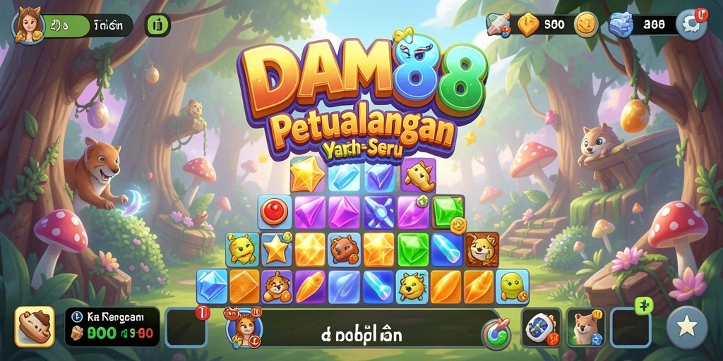 Screenshot gameplay <strong>DAM88</strong> menunjukkan kombinasi warna-warni yang seru.