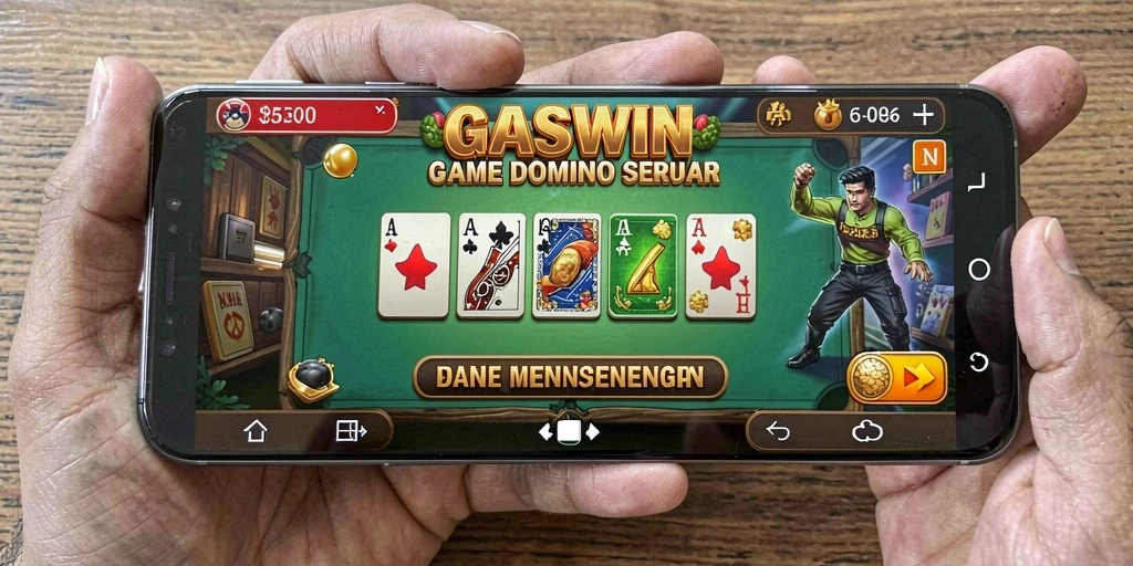 Tampilan gameplay GASWIN yang penuh aksi dalam permainan Domino.