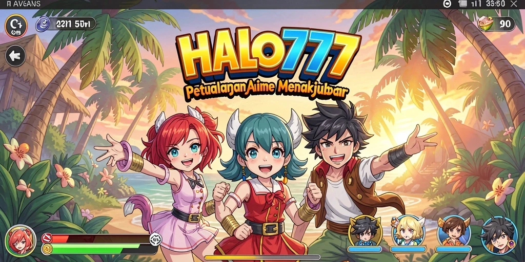Tampilan gameplay HALO777 dengan karakter anime beraksi.