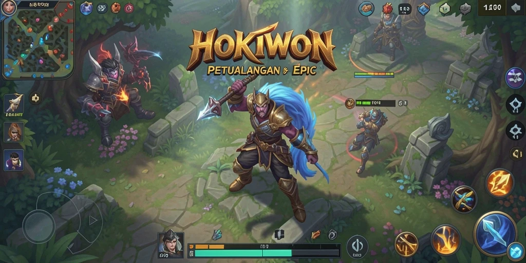 Tangkapan layar gameplay HOKIWON menunjukkan pertempuran yang intens.