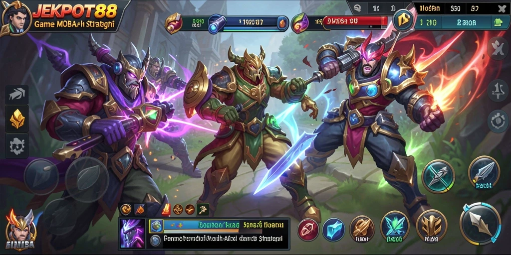 Tampilan gameplay JEKPOT88 yang mendebarkan saat pertempuran berlangsung.