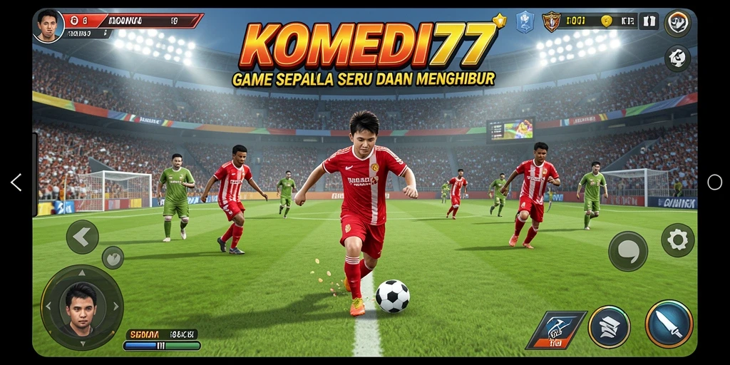 Tampilan gameplay seru dalam KOMEDI77 dengan aksi sepak bola yang memukau.