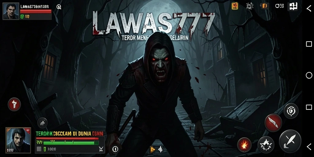 Screenshot gameplay LAWAS777 menampilkan momen menegangkan dari hantu menyeramkan.