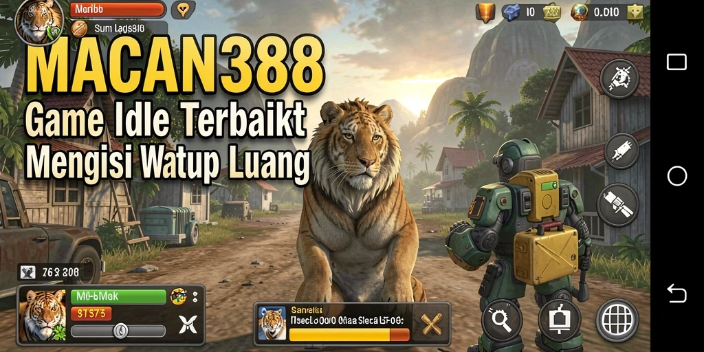 Tangkapan layar gameplay <strong>MACAN388</strong> menunjukkan karakter dalam mode idle dengan sumber daya yang terkumpul.
