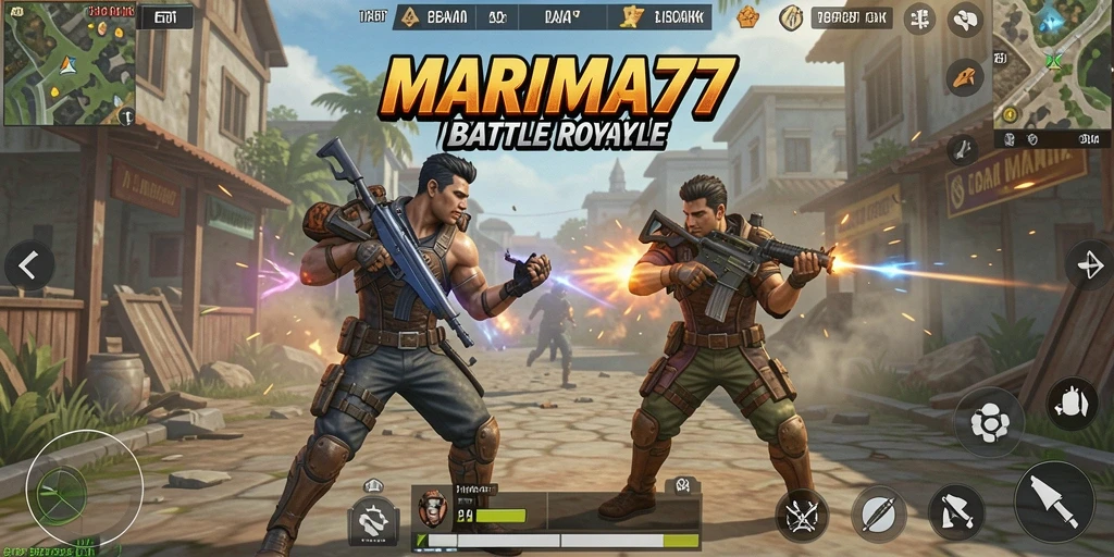Tampilan seru gameplay MARIMA77 di arena Battle Royale.