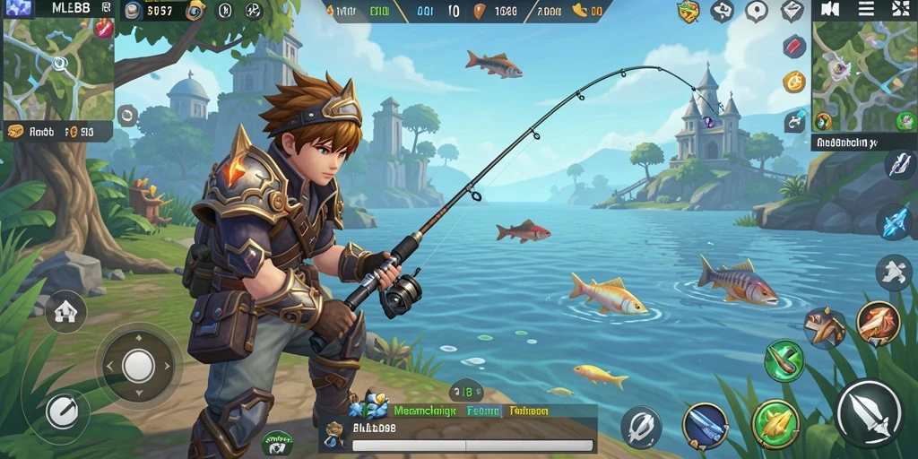 Tampilan gameplay menarik dari MLBB8 saat menangkap ikan.