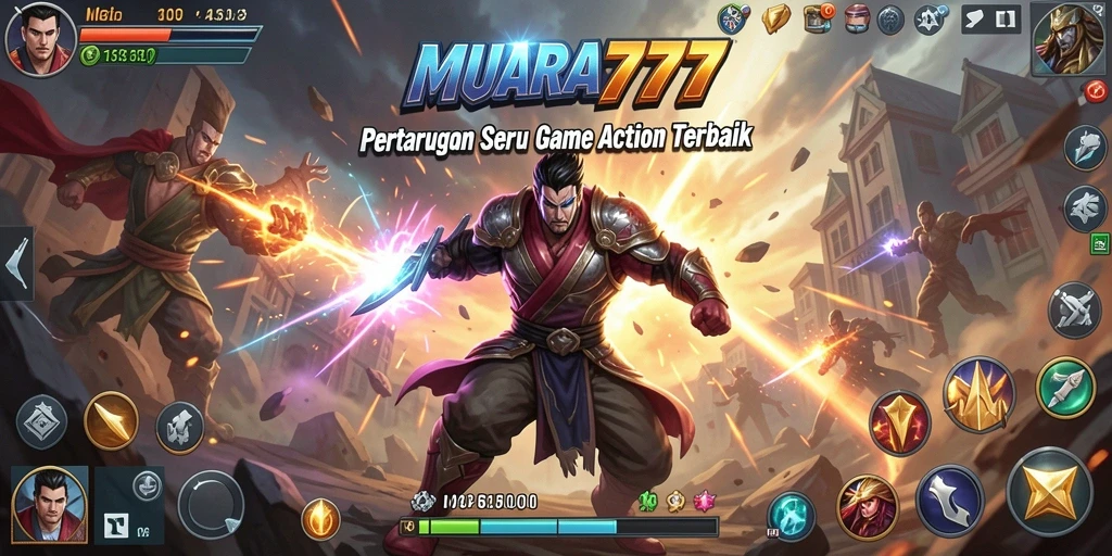 Screenshot gameplay MUARA777 menampilkan pertarungan aksi yang seru dan mendebarkan.