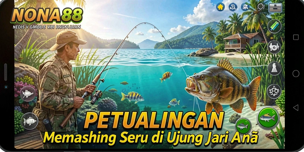Screenshot gameplay NONA88 menampilkan aksi memancing yang mendebarkan.