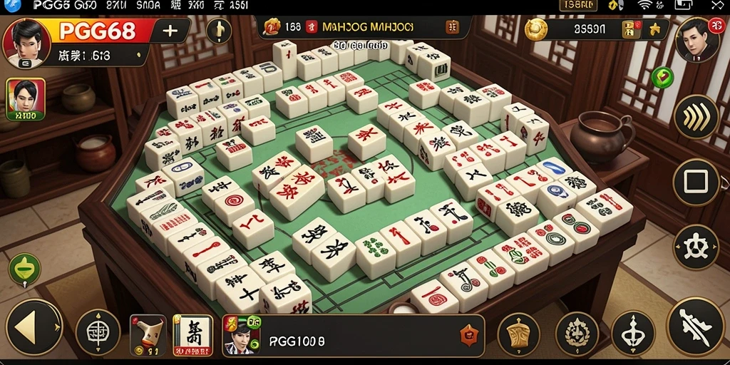 Tampilan gameplay PGG68 yang menampilkan papan Mahjong yang menarik.