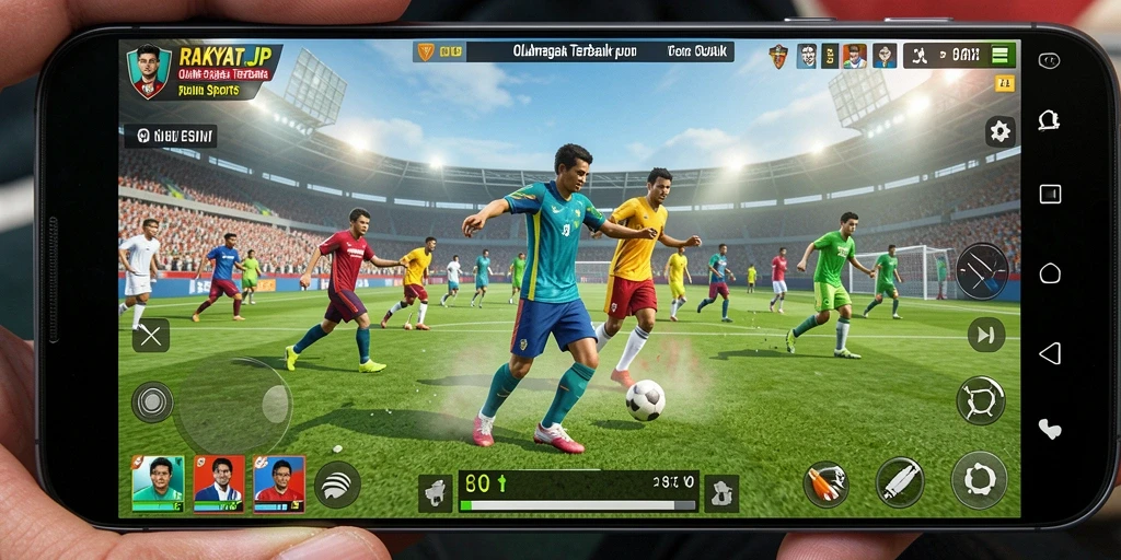Screenshot utama RAKYATJP menampilkan aksi seru dalam pertandingan olahraga.