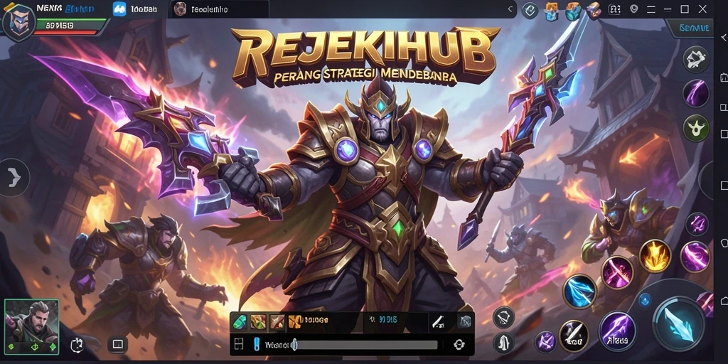 Screenshot gameplay menunjukkan pertempuran epik di REJEKIHUB.