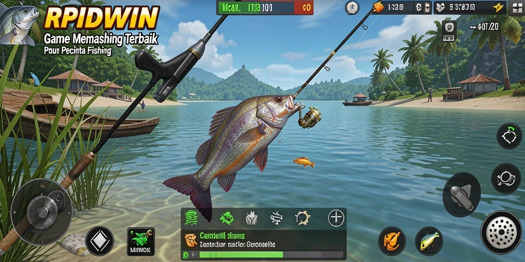 Tampilan gameplay RPIDWIN yang mendebarkan saat memancing ikan.