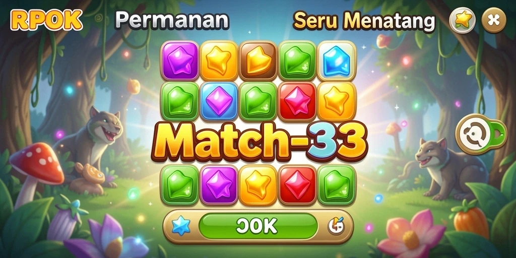 Screenshot gameplay RPOK yang menunjukkan aksi menyenangkan di level Match-3.