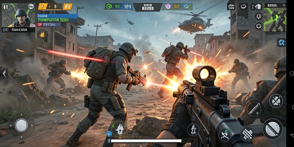 Screenshot gameplay RR89 menampilkan aksi pertempuran yang intens.