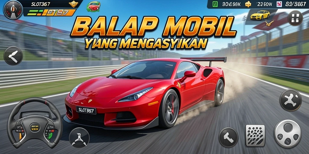 Screenshot menunjukkan aksi balapan menegangkan di SLOT367.