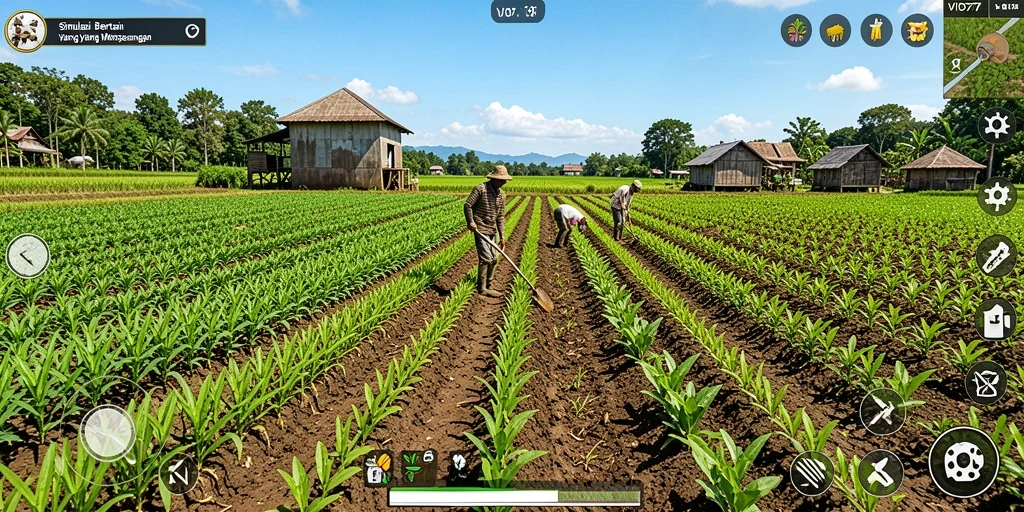 Screenshot utama VIO77 yang menampilkan keseruan bertani di lahan.