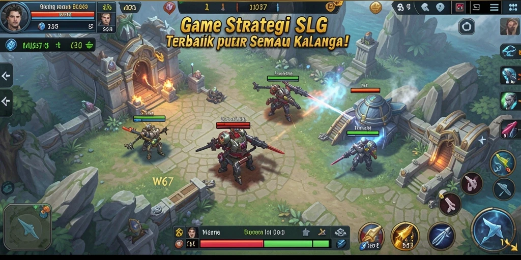 Tampilan gameplay seru dan strategis dalam W67.